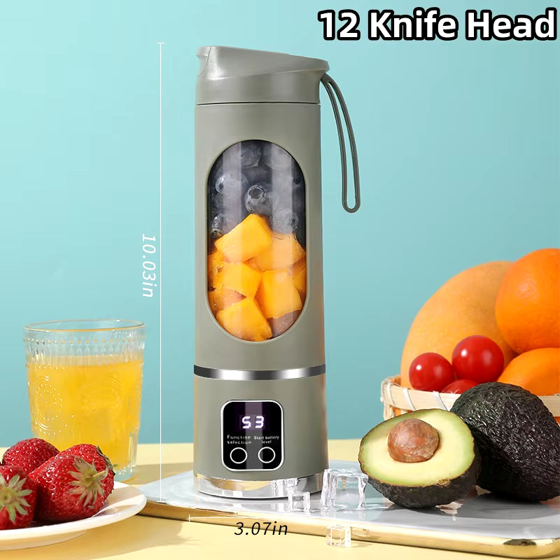 2024 New Household Charging MINI Crushed Ice Electric Juicer Powerful Motor 450ML Large Capacity Digital Display Juice Cup