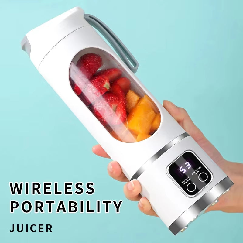 2024 New Household Charging MINI Crushed Ice Electric Juicer Powerful Motor 450ML Large Capacity Digital Display Juice Cup