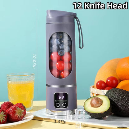 2024 New Household Charging MINI Crushed Ice Electric Juicer Powerful Motor 450ML Large Capacity Digital Display Juice Cup