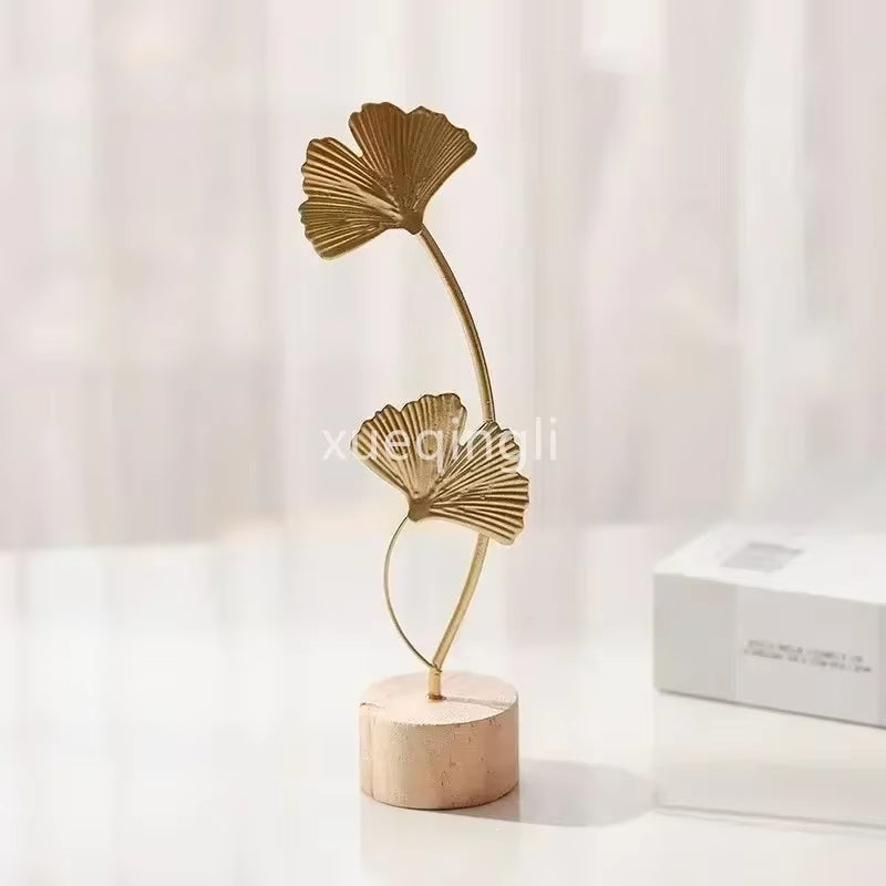 1Pc Nordic Style Iron Art Ginkgo Leaf Decoration Creative Home Living Room Entrance and Wine Cabinet Light Luxury Metal Crafts