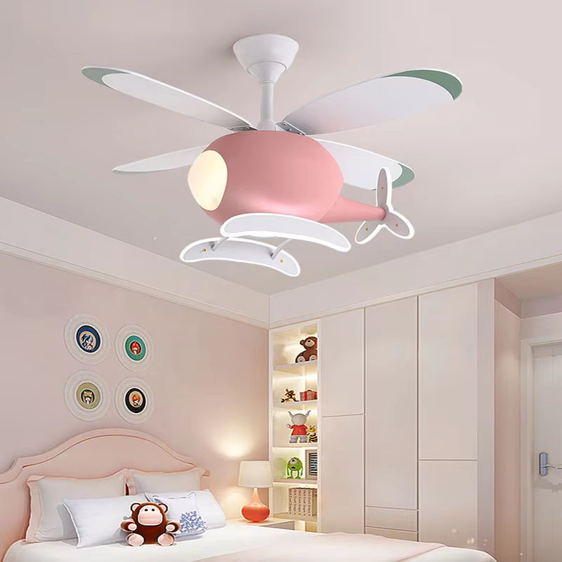 Cartoon LED Ceiling Lamp Helicopter Fan Chandelier for Children&