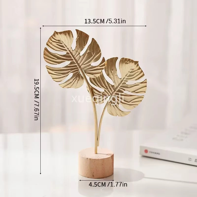 1Pc Nordic Style Iron Art Ginkgo Leaf Decoration Creative Home Living Room Entrance and Wine Cabinet Light Luxury Metal Crafts