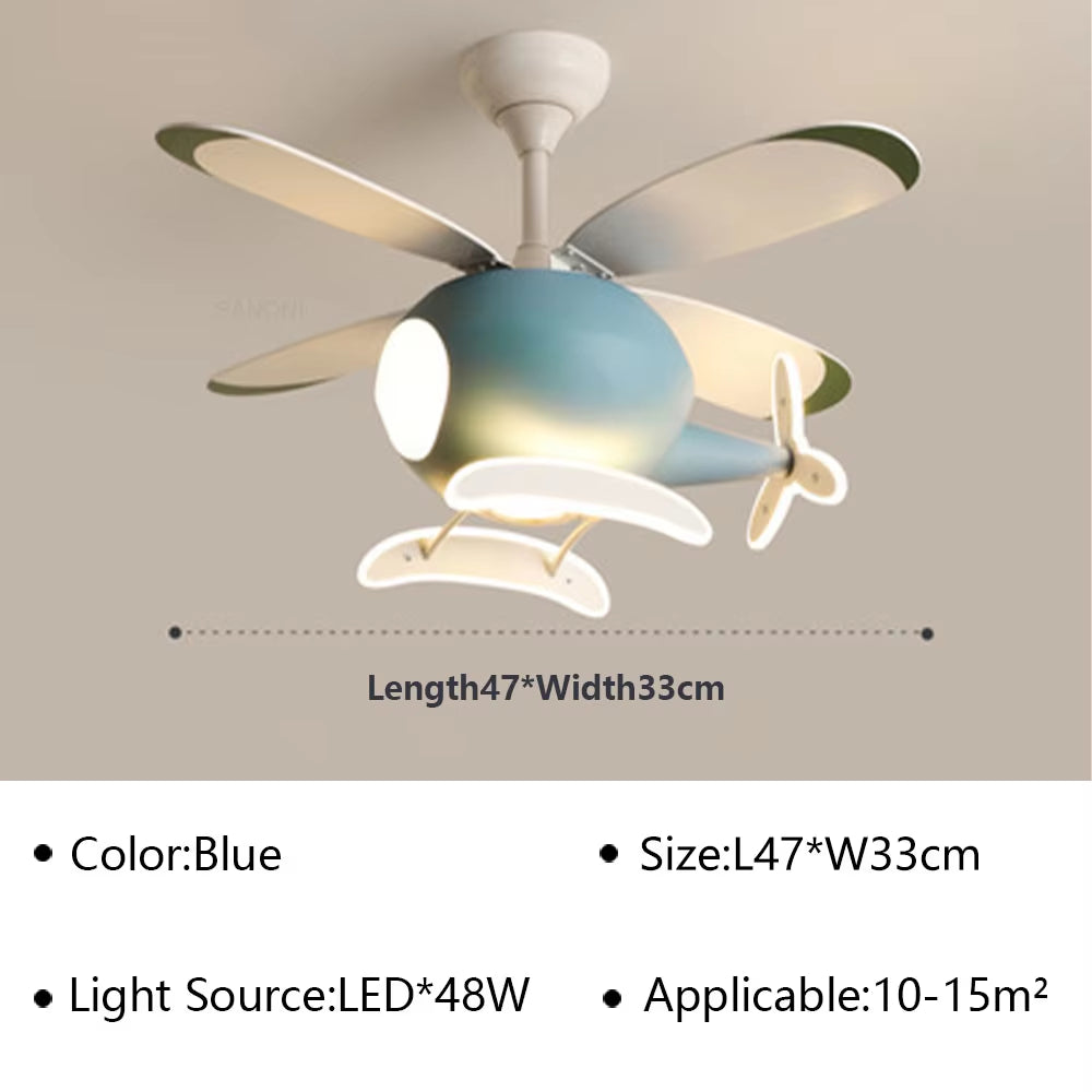 Cartoon LED Ceiling Lamp Helicopter Fan Chandelier for Children&