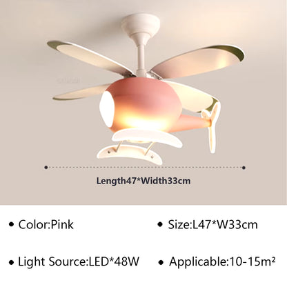 Cartoon LED Ceiling Lamp Helicopter Fan Chandelier for Children&