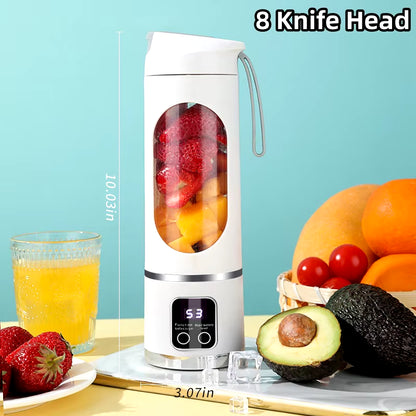 2024 New Household Charging MINI Crushed Ice Electric Juicer Powerful Motor 450ML Large Capacity Digital Display Juice Cup