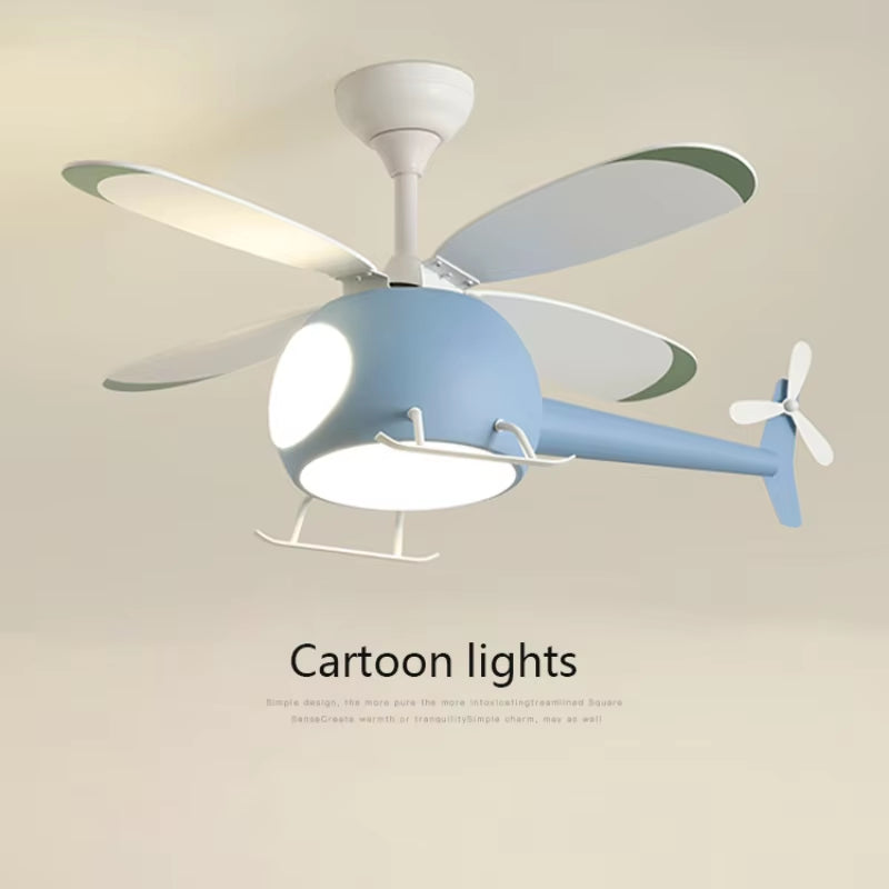 Cartoon LED Ceiling Lamp Helicopter Fan Chandelier for Children&