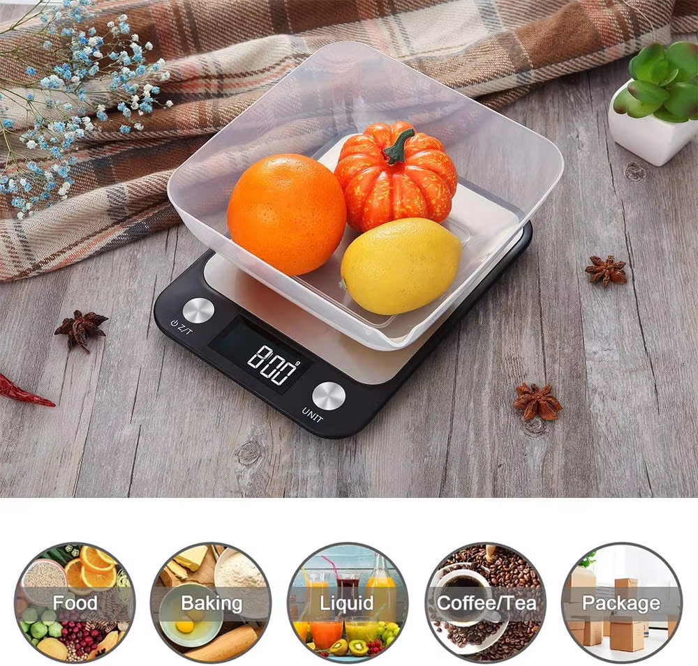 Food Weight Scale Digital Kitchen Scale 15Kg/1G Stainless Steel Electronic Coffee Balance Smart Weight Scales for Cooking Baking