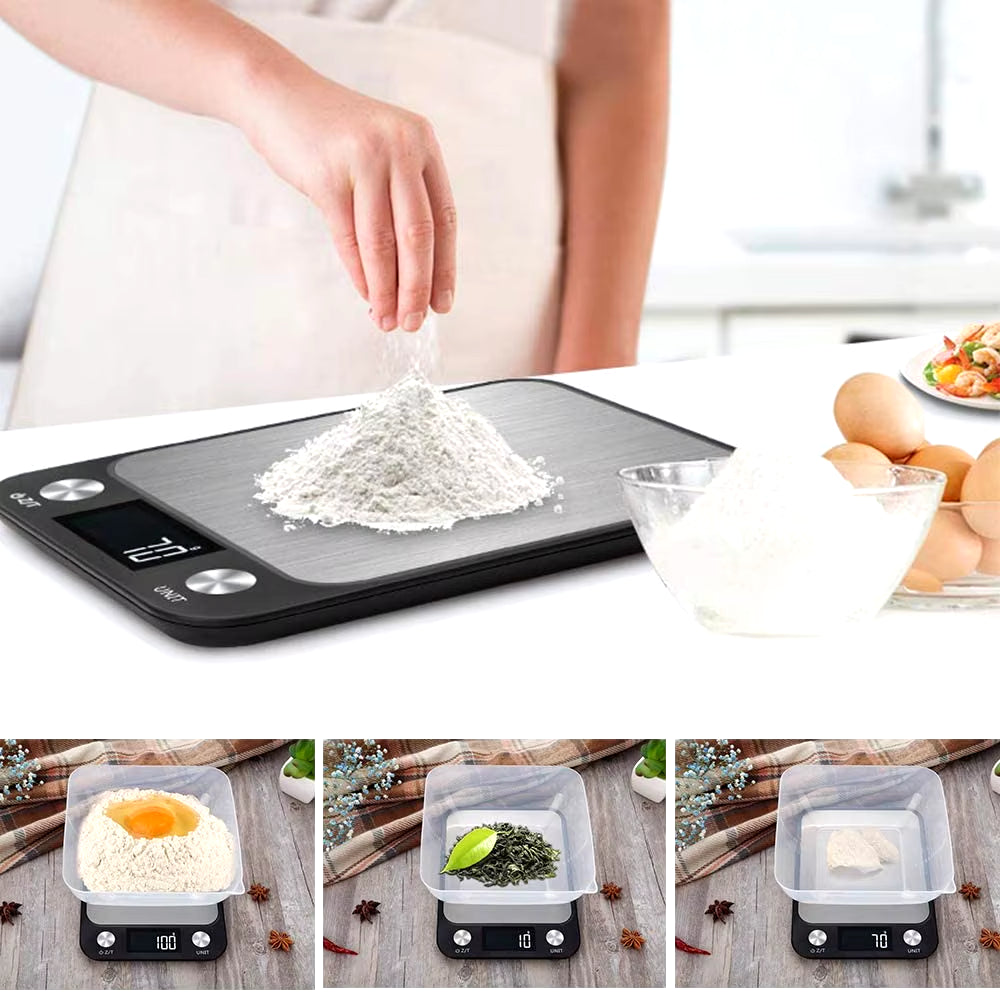 Food Weight Scale Digital Kitchen Scale 15Kg/1G Stainless Steel Electronic Coffee Balance Smart Weight Scales for Cooking Baking