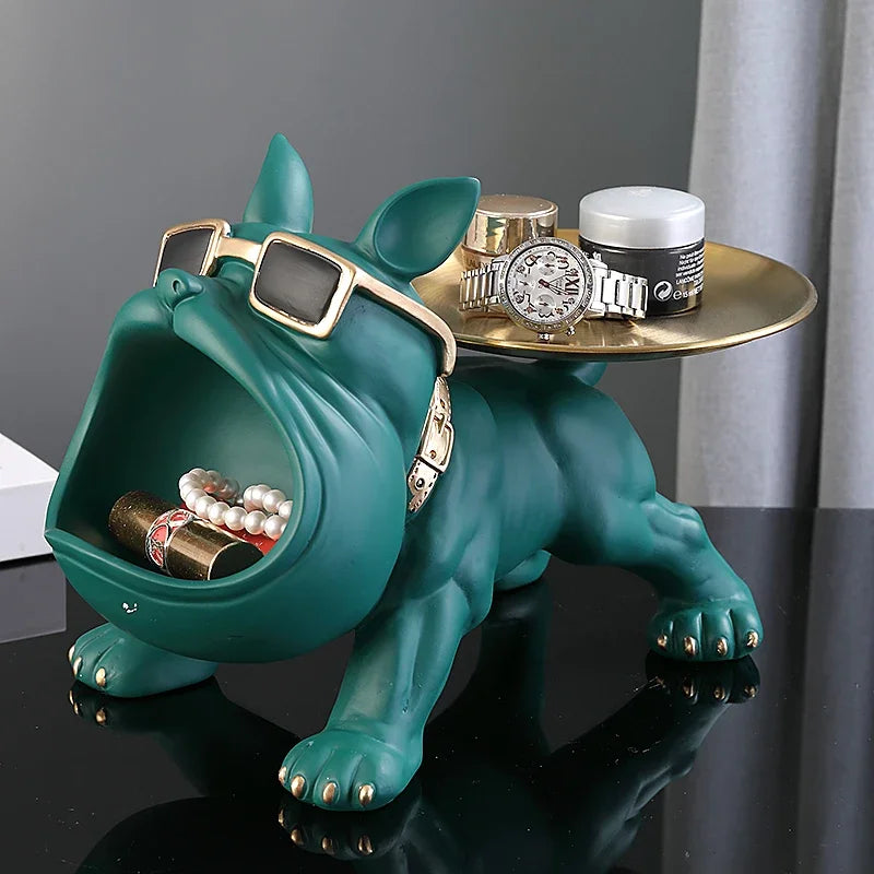 Bulldog Figurine Dog Statue Storage Box Animal Ornament Resin Craft Art Sculpture Figurine Home Puppy Sculpture