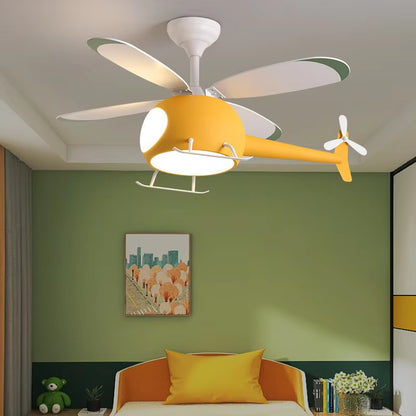 Cartoon LED Ceiling Lamp Helicopter Fan Chandelier for Children&