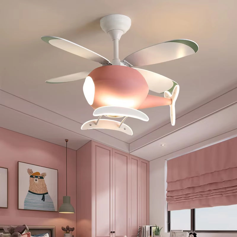 Cartoon LED Ceiling Lamp Helicopter Fan Chandelier for Children&