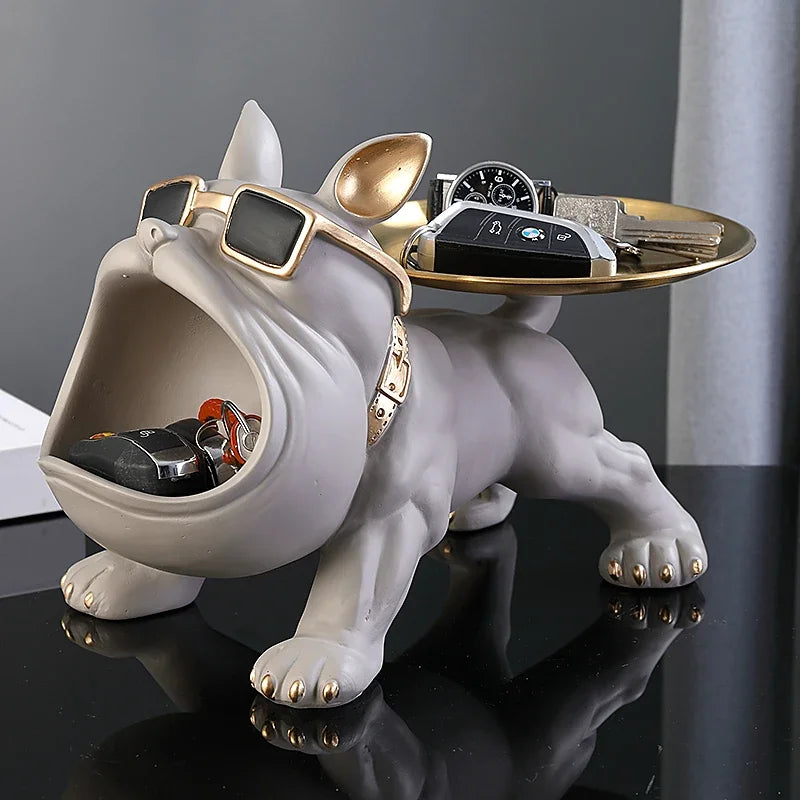 Bulldog Figurine Dog Statue Storage Box Animal Ornament Resin Craft Art Sculpture Figurine Home Puppy Sculpture