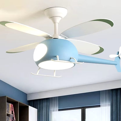 Cartoon LED Ceiling Lamp Helicopter Fan Chandelier for Children&