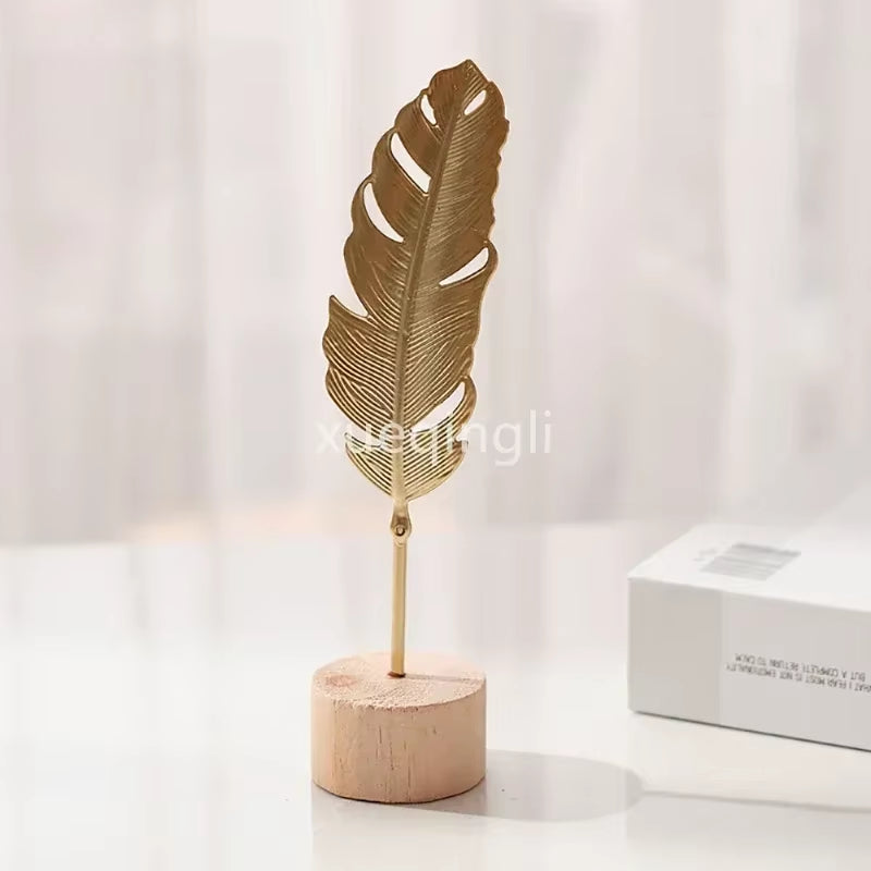 1Pc Nordic Style Iron Art Ginkgo Leaf Decoration Creative Home Living Room Entrance and Wine Cabinet Light Luxury Metal Crafts